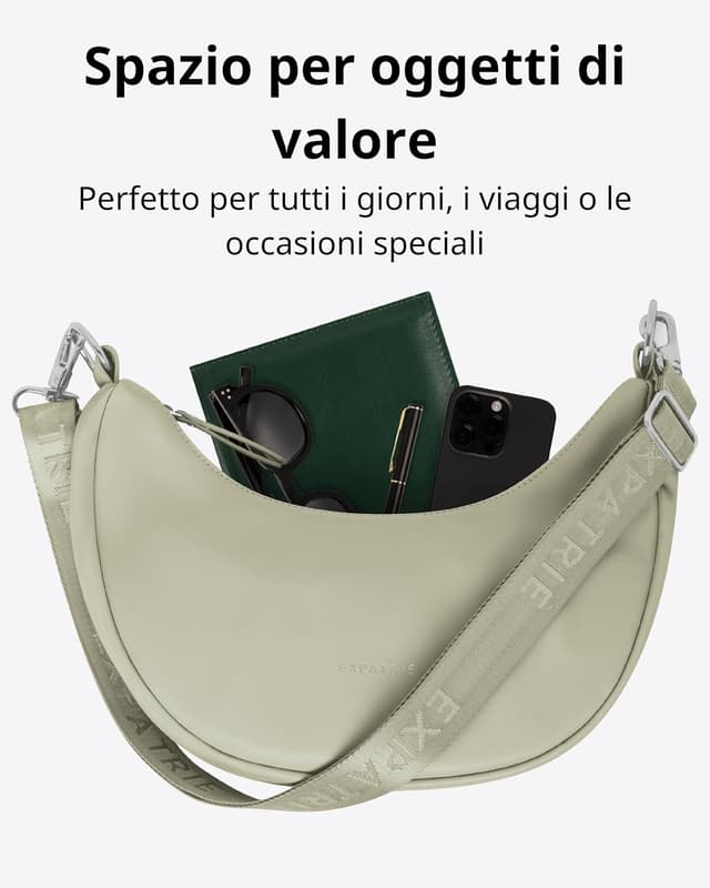 Detalle de Expatrié Lea Small borsa a mezzaluna in poliuretano vegano idrorepellente