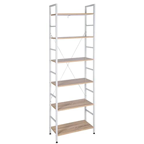 Thumbnail 6 de WOLTU Estantería Alta 6 Niveles Roble y Blanco 🪵