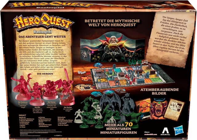 Detalle de Avalon Hill HeroQuest Basisspiel – Dungeon-Crawler-Fantasy-Abenteuerspiel mit Miniaturen (ab 14 Jahren, 2–5 Spieler)