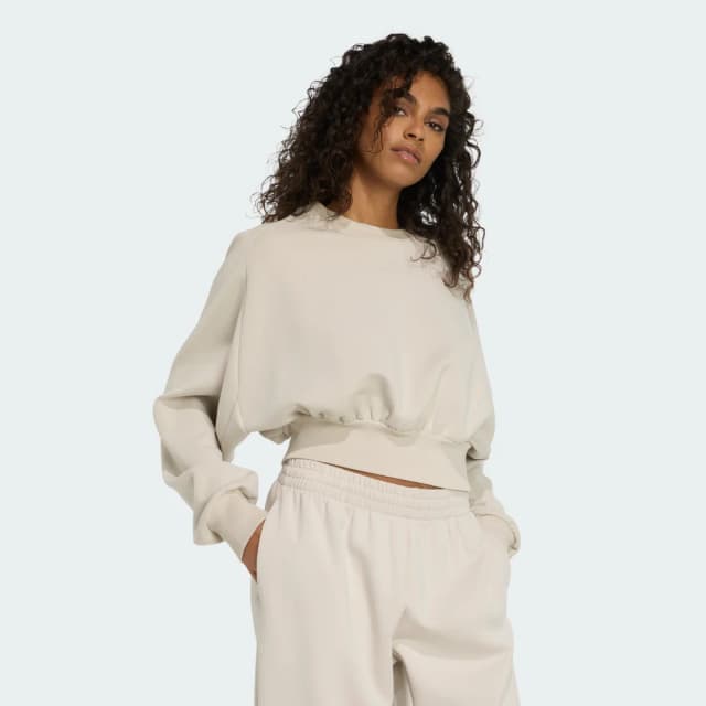 Detalle de Adidas Soft Lux sudadera holgada Beige