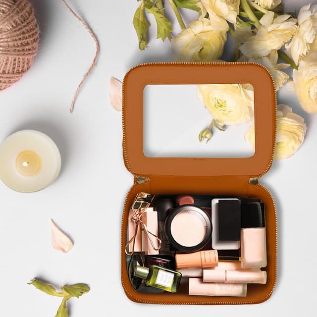 Thumbnail 6 de Prite clear makeup bag with gift box – waterproof travel toiletry case with double zippers (Brown)