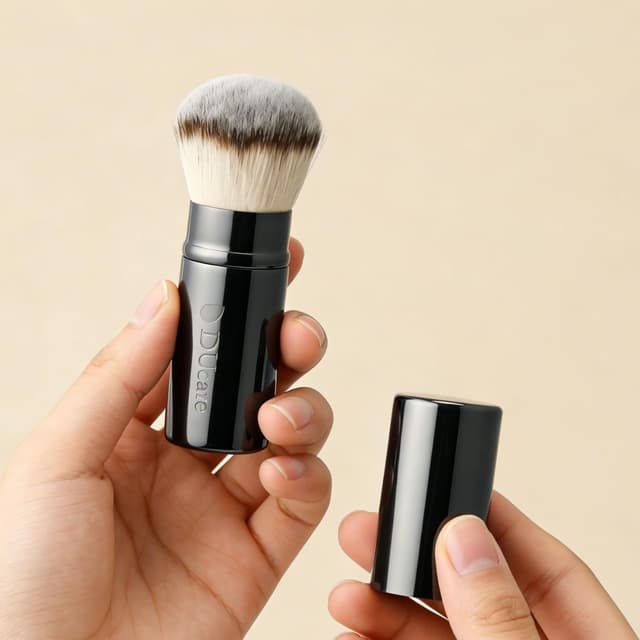 Detalle 2 de DUcare Foundationspinsel: teleskopierbarer Kabuki-Make-up-Pinsel mit Deckel für Foundation & Puder