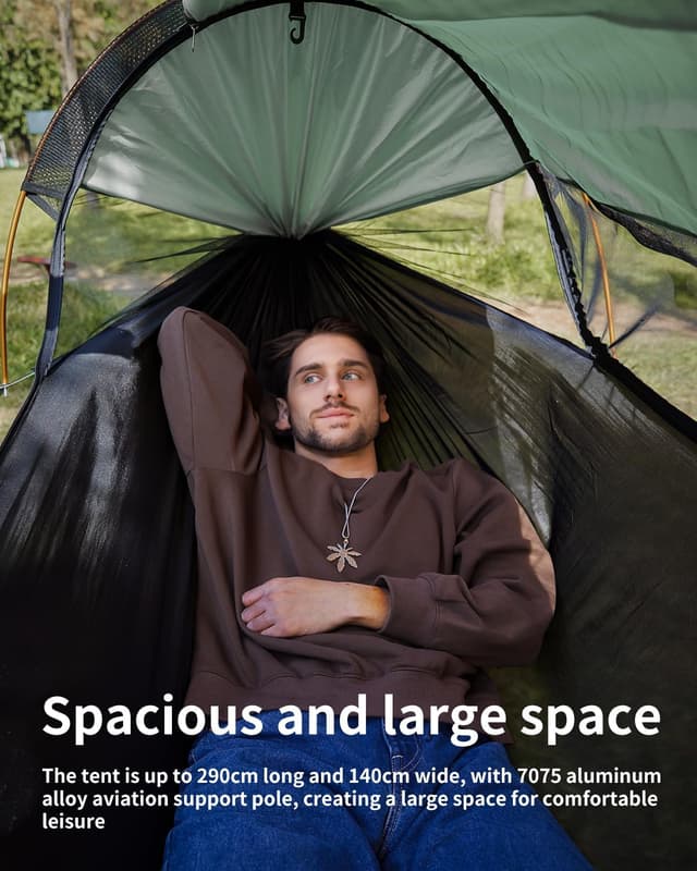 Detalle 2 de Travel Bird hamac de camping 3 en 1 avec moustiquaire et pare-soleil, 290 x 140 cm