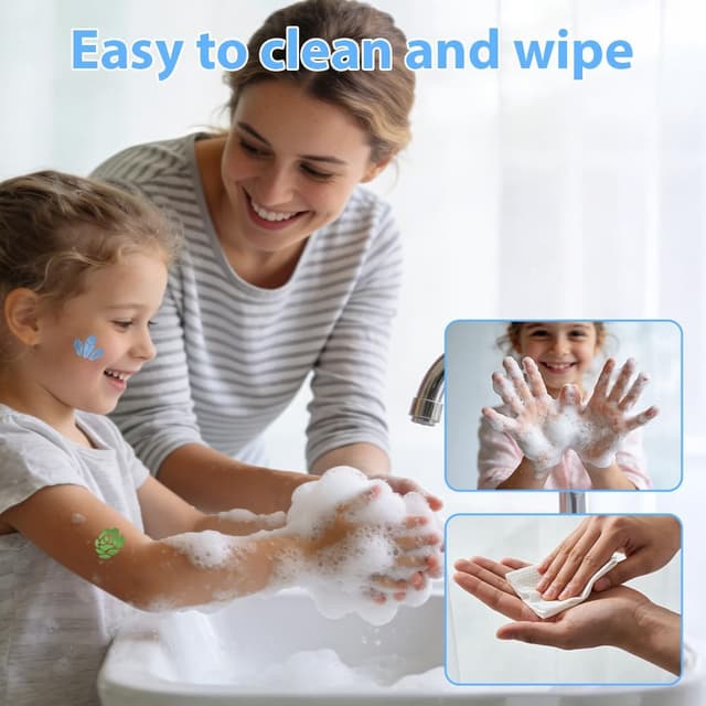 Detalle 2 de AYBUY Set di penne per tatuaggi temporanei con stencil (10 penne, 162 modelli) per Natale, Carnevale e Halloween