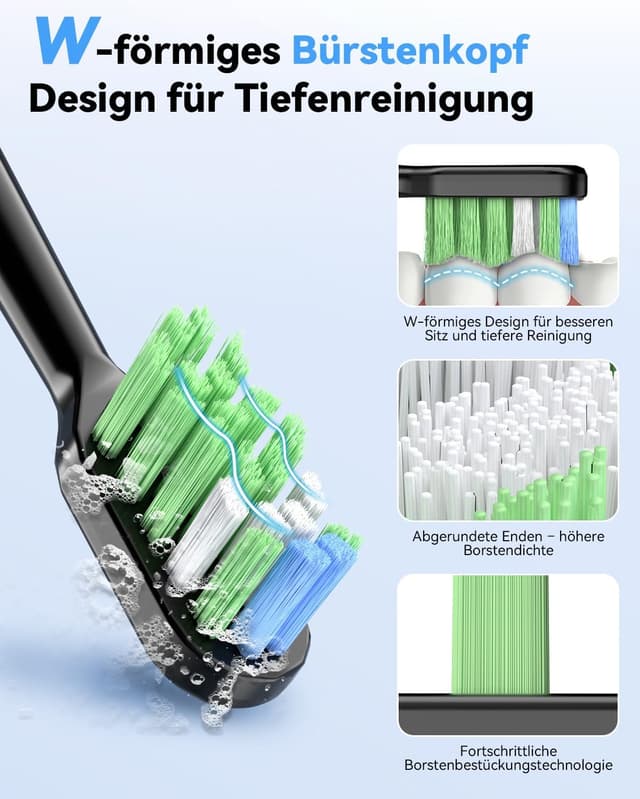 Thumbnail 6 de JTF brosse à dents électrique sonique avec station UV (séchage), 5 modes et 6 têtes de rechange
