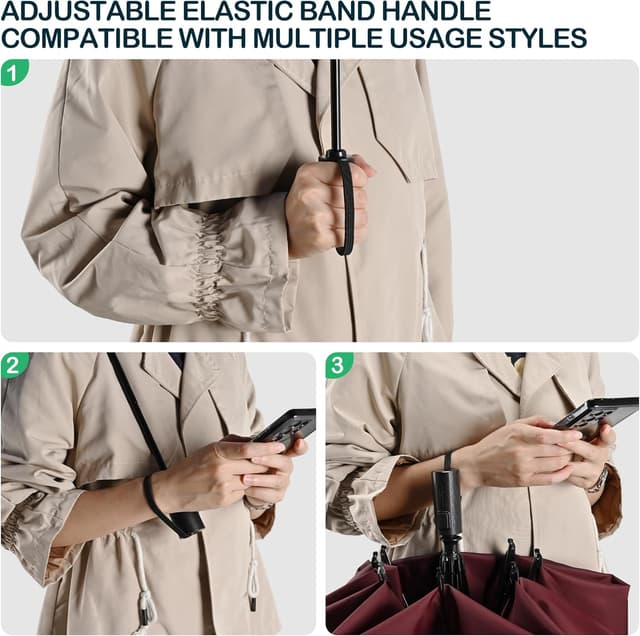 Detalle de ACEIken sturmfester Automatik-Regenschirm mit umgekehrtem Falt-Design (8 Rippen) – kompakt & wind- und wasserdicht