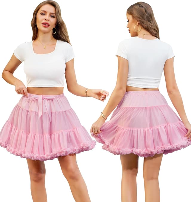 Detalle 2 de Wikoan Jupon sous robe années 50 en tulle à nœud – Petticoat rockabilly pour femme