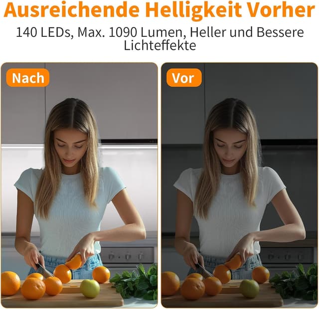 Detalle de SIBI LIGHTING LED-Unterbauleuchte (2 Stück) 1 m, dimmbar – mit Handsensor, 24V-Netzteil