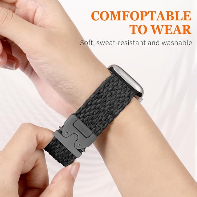 Detalle de Geflochtenes Nylon-Armband für Apple Watch Ultra/2 & 49mm/46mm/45mm/44mm/42mm/41mm/40mm (Fallschirmverschluss)