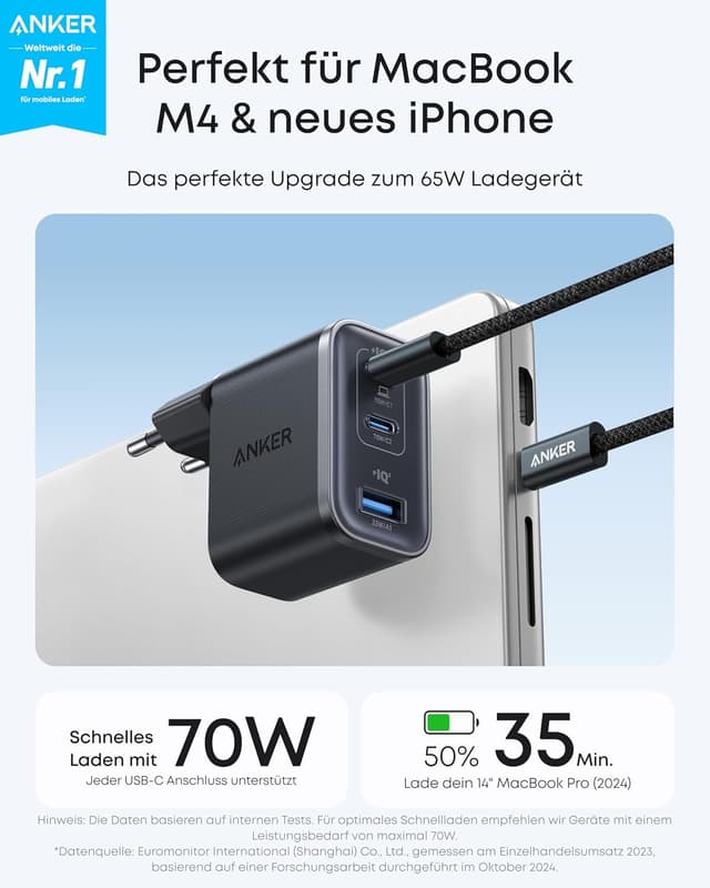 Detalle 2 de Anker Nano 70W USB C Ladegerät 3-Port