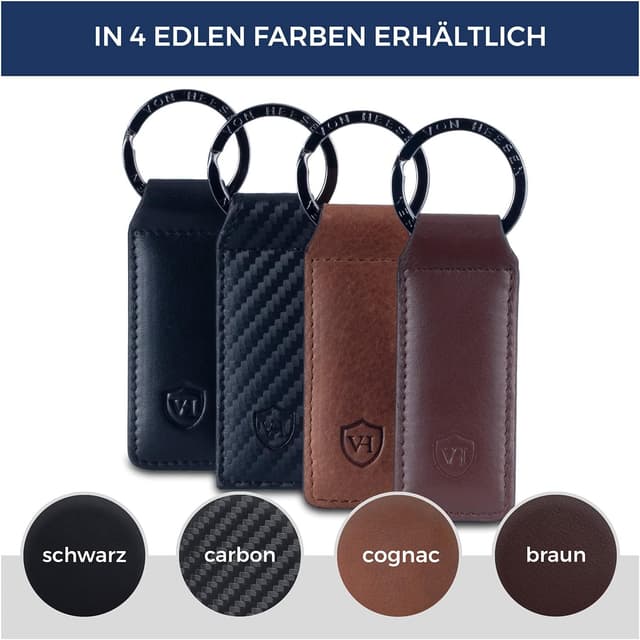 Detalle 1 de VON HEESEN® Leder-Schlüsselanhänger mit Geschenkbox und Schlüssel-Organizer (Rot)