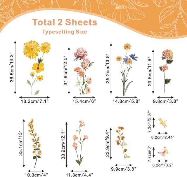 Thumbnail 2 de HPNIUB Wandaufkleber Gelbe Blume Wandtattoo