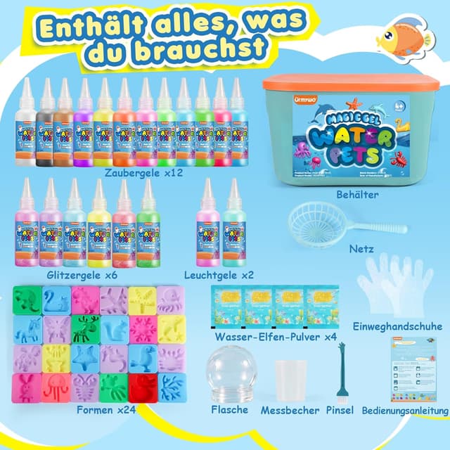 Detalle 2 de URMYWO Magic Water Gel Toy Kit – DIY 3D Wassergel-Spielzeug mit 20 Farben & 24 Formen