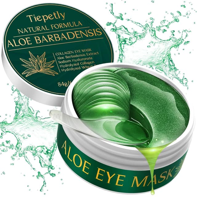 Detalle de Augenpads mit Kollagen, Aloe Vera & Hyaluronsäure – 60 Eye Pads gegen Augenringe, Schwellungen & Falten (grün)