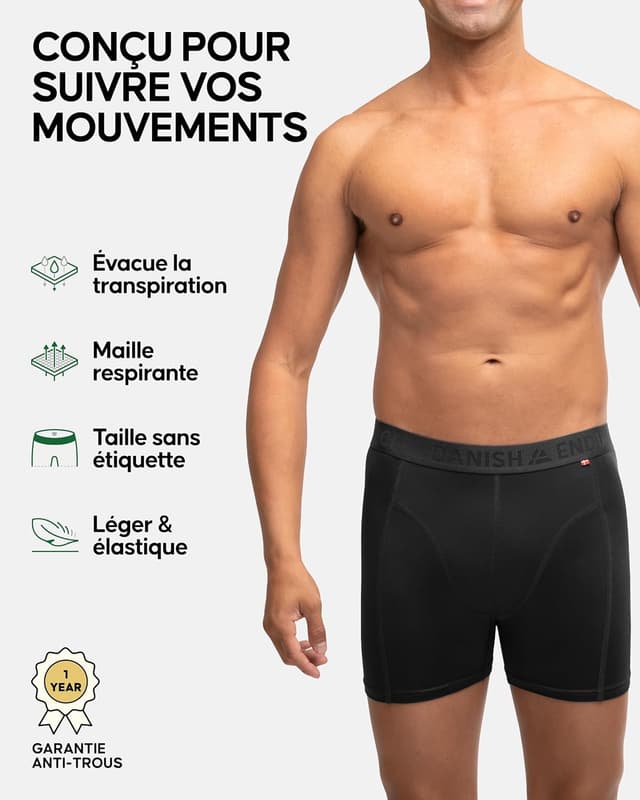 Thumbnail 1 de DANISH ENDURANCE Boxers Course pour Hommes 3-pack