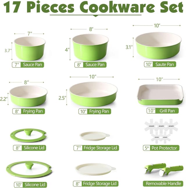 Detalle 2 de SENSARTE 17 Piece Ceramic Cookware Set