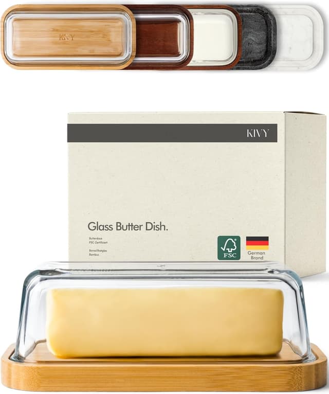 Imagen de KIVY Glass Butter Dish with Airtight Lid en OfertitasTOP