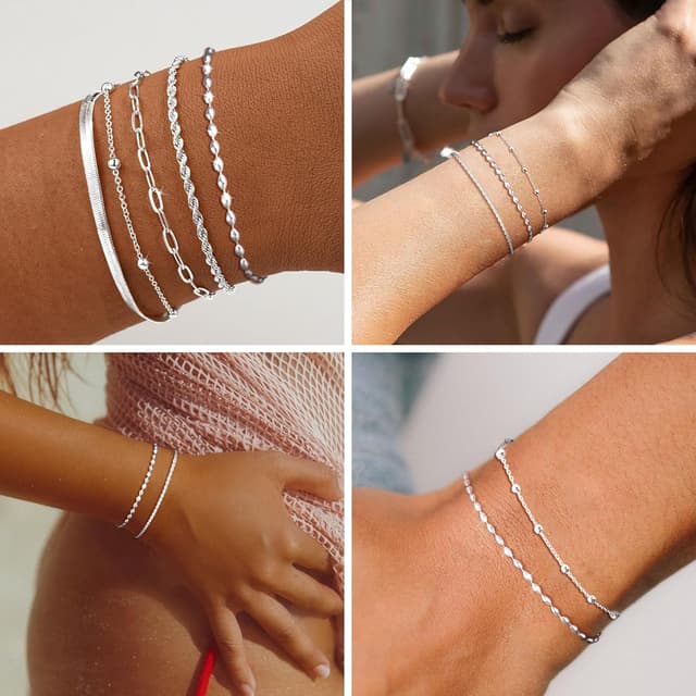 Thumbnail 6 de MUCCA lot de 3 bracelets empilables en argent 925 pour femme, réglables