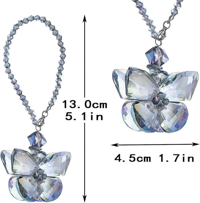 Detalle de H&D HYALINE & DORA Crystal Glass Butterfly Car Key Charm Mirror Hanging Ornament (Butterfly-1)