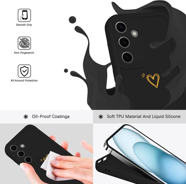 Detalle de ChoosEU Hülle für Samsung Galaxy A55 5G – dünne Silikon/TPU Schutzhülle mit Love-Herz-Motiv (schwarz)