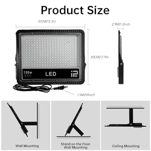 Detalle 2 de OUSIDE 2 Piezas Luz Negra UV 150W 💡 Impermeable IP66