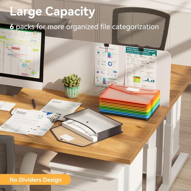 Detalle de ABC life A4 Plastic Wallets (6 pack) with Popper Button Closure – Waterproof Transparent Document Folders