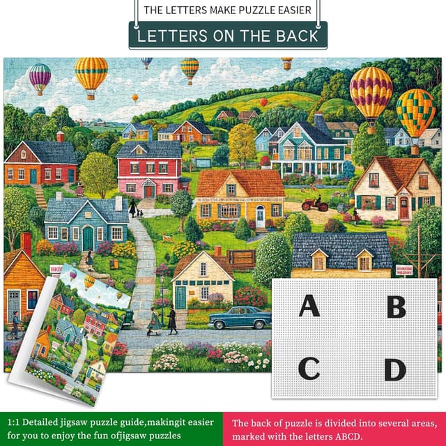 Detalle de Puzzle mit 1000 Teilen „Glückliche Stadt“ – Erwachsenen-Puzzle für Familie und entspannte Rätselabende