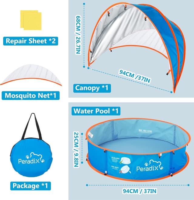 Thumbnail 6 de Peradix Splash Pool 4-in-1 Baby Beach Tent with UV Canopy & Mosquito Net