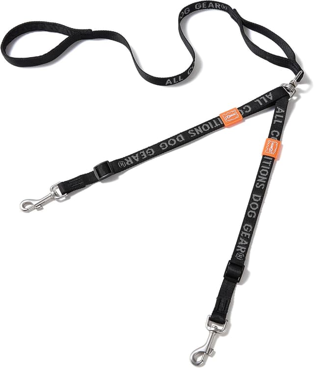 Detalle de HOWGO Double Dog Leash with 360° Swivel, No-Tangle Split Leash Coupler (Black, 4/5" x 4.8 FT)