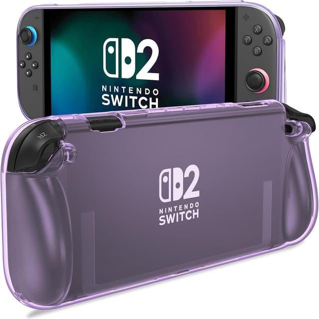 Detalle de ProCase Protective Case for Nintendo Switch 2 (2025) with Ergonomic Grip – Transparent Purple Soft TPU Cover