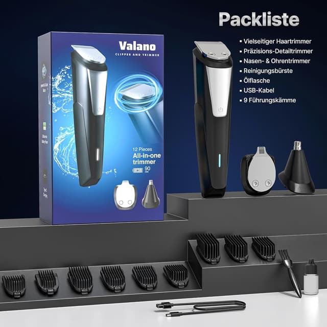 Thumbnail 6 de Valano Haarschneidemaschine 3‑in‑1 Präzisionstrimmer mit 9 Aufsätzen ✂