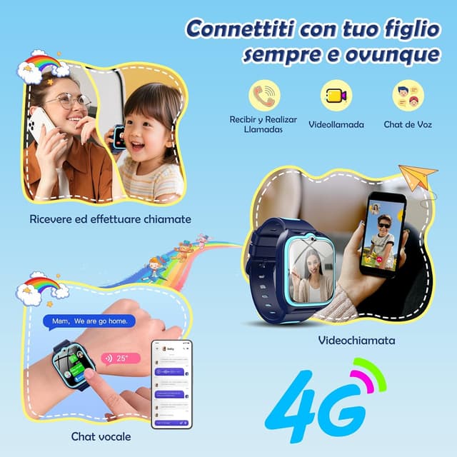 Detalle de Baolubao 4G Smartwatch Bambini da 1,75" con GPS, videochiamate e pulsante SOS