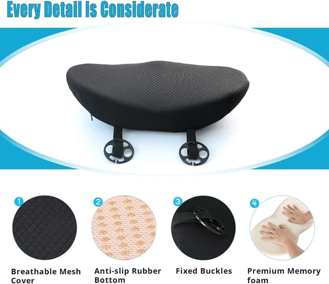 Thumbnail 6 de OLYDON Keilkissen Auto aus Memory Foam – Sitzkissen für Auto & Bürostuhl (Schwarz)