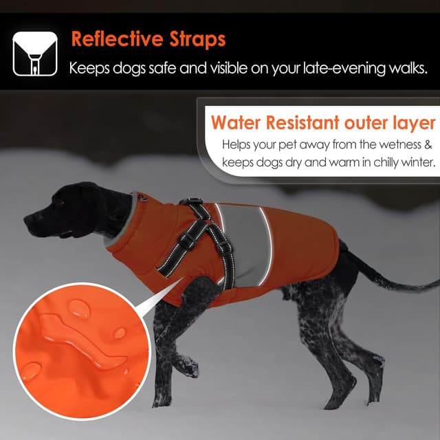 Detalle 2 de AOFITEE Dog Coat with Harness Built In (Waterproof Puffer Jacket, Fleece Collar) – XS