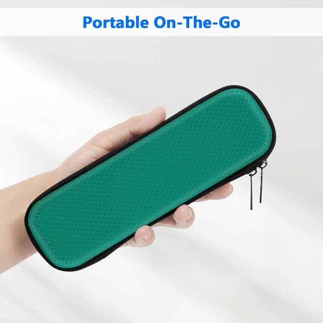 Detalle de FINPAC Federmäppchen aus Hart-EVA (Dunkelgrün, klein) – stoßfeste Stiftetasche mit sicherem Reißverschluss