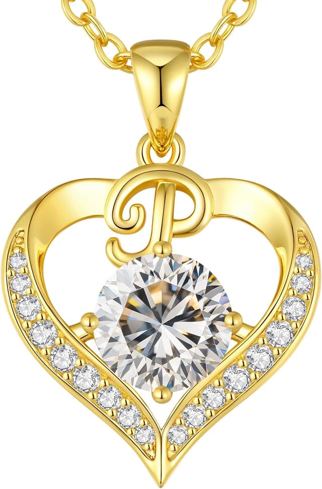 Detalle de LOUISA SECRET Collier femme à initiales A-Z avec pendentif cœur d’amour plaqué or 18K