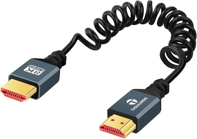Detalle de Thsucords HDMI 2.1 Spiral-Kabel 8K mit 48 Gbps (1 m) – ultradünn, für PS5, Xbox & TV
