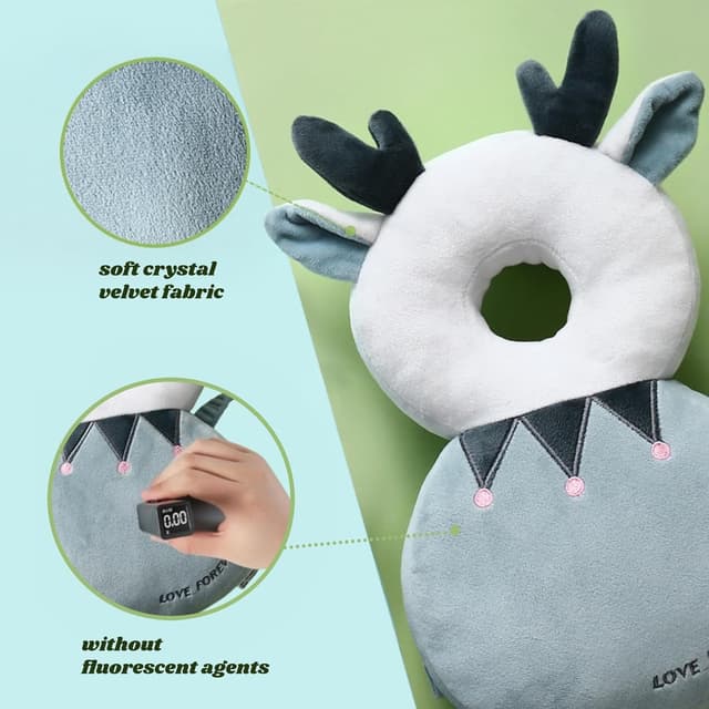 Detalle de Bambebe Baby Kopfschutz Kissen mit verstellbaren Schultergurten und Rückenprotektor (REH)