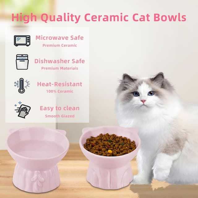 Thumbnail 5 de Ceramic Elevated Cat Bowls 5.2in Wide