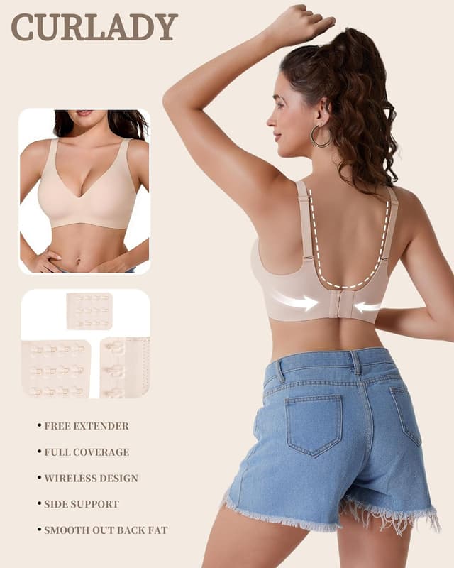 Detalle 2 de Curlady Women’s Wireless Jelly Bra (Seamless, Non-Wired) – Soft Padded T-Shirt Bralette