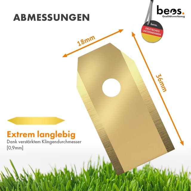 Detalle de BEOS 30x Premium Titan Ersatzmesser & Schrauben mit Sicherung für Ecovacs Mähroboter