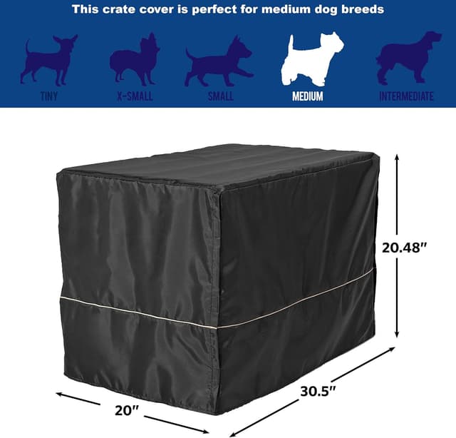 Detalle 2 de MidWest Homes for Pets Medium Dog Crate Cover (76cm) – Black Polyester Privacy Kennel Cover