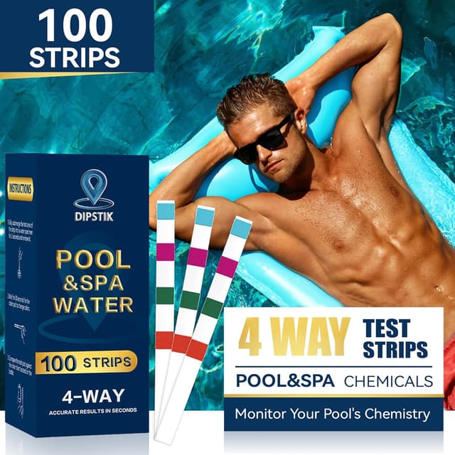 Detalle de Kit de 100 bandelettes 4 en 1 pour piscine et spa – Testeur d’eau (dureté, alcalinité, chlore libre, pH)