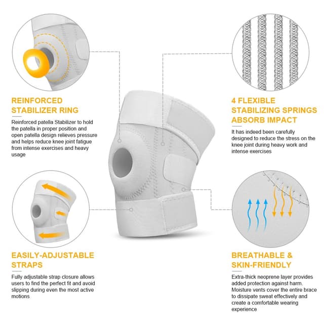 Detalle de ACWOO Genouillère de sport avec stabilisateurs latéraux et coussinets en caoutchouc rotulien