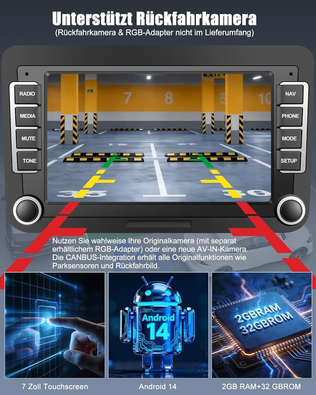 Thumbnail 5 de Lehwey 2Din Android 14 Autoradio 7 Zoll