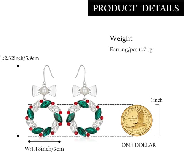 Detalle de Clearine Femme boucles d’oreilles de Noël « étoile / arbre » – série festive, bijou délicat en cadeau