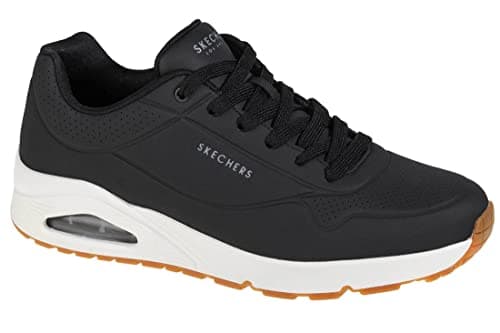 Detalle de Skechers Uno Stand On Air para hombre (Black Blk) con cierre de cordones