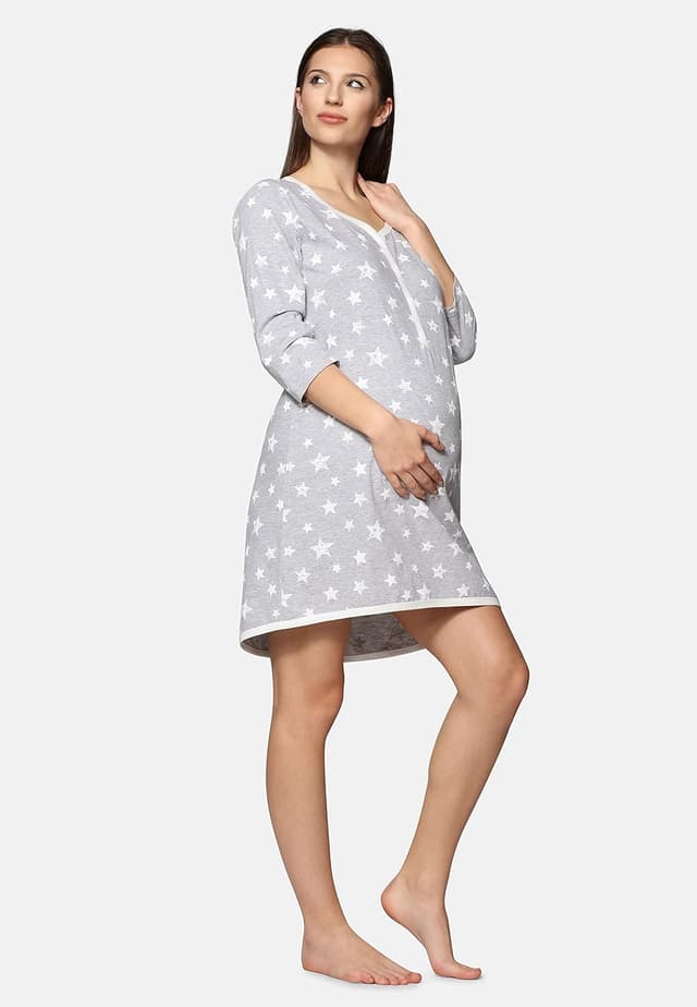 Detalle de Be Mammy chemise de nuit grossesse, maternité et allaitement en coton BE20-176