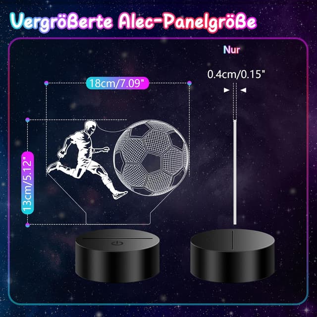 Thumbnail 5 de Polemera Fußball Nachtlicht 3D mit 16 Farben