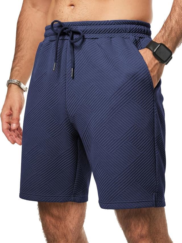 Detalle de JMIERR Herren Textur-Shorts mit 3 Taschen – kurze Freizeit-Shorts für Sommer & Alltag